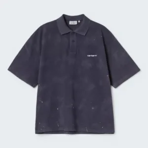 Carhartt Wip S/S Painter Polo Dark Navy, Destroy wash, splatter