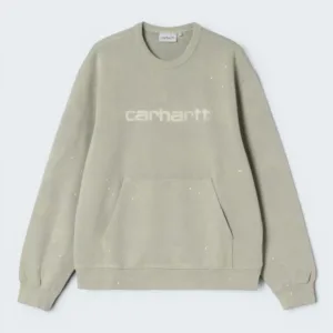Carhartt Wip Painter Sweatshirt Cotton Sweat Shady Green, destroy wash, splatter