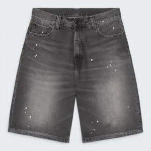 Carhartt Wip Landon Short 'Smith' Denim Black Destroy Wash Splatter