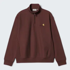 Carhartt Wip Half Zip American Script Sweat Amarone