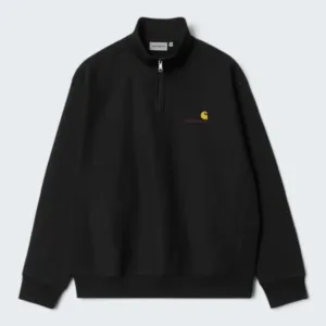 Carhartt Wip Half Zip American Script Sweat Black